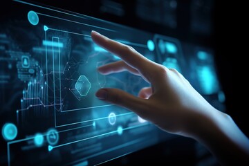 a hand is touching a tablet with a blue screen that says " the universe