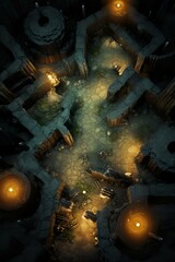 DnD Battlemap Glowing Crystal Labyrinth - A mesmerizing and luminous maze.
