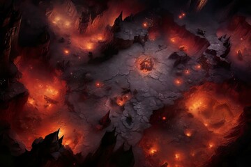 DnD Battlemap Hellfire Caverns - A Demonic Landscape.