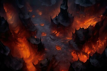 DnD Battlemap Infernal Caverns Descent - A haunting underground journey.