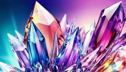 Abstract crystal-inspired background with faceted shapes and refractive effects. - obrazy, fototapety, plakaty