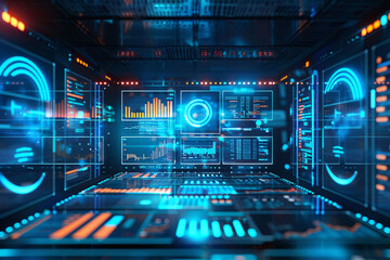 Internet big data information aggregation concept illustration, visual data technology background