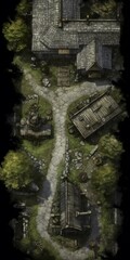DnD Battlemap Wraiths haunting an abandoned village. - obrazy, fototapety, plakaty