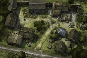 DnD Battlemap Wraiths in Abandoned Village: Eerie Empty Home. - obrazy, fototapety, plakaty