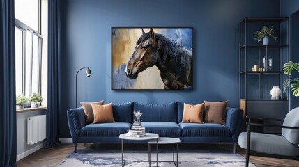 Abstract horse portrait poster idea for living room decor frame poster
