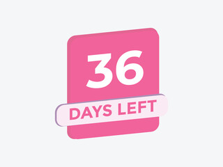 36 days to go countdown template. 36 day Countdown left days banner design. 36 Days left countdown timer

