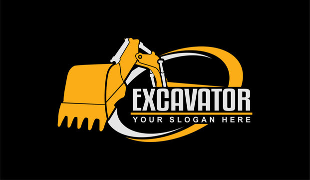excavator logo construction, contractor logo vector illustration	