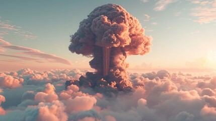 nuclear explosions and mushroom cloud isolated