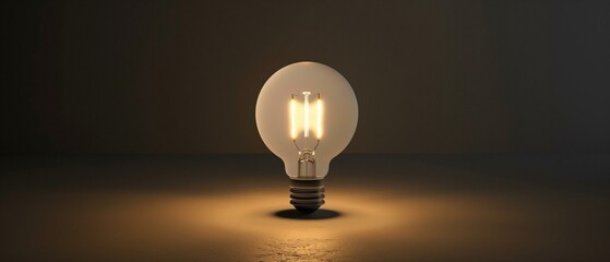 Glowing Incandescent Light Bulb on Dark Background, Concept of Inspiration.