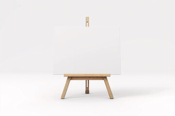 a white canvas on a wooden easel