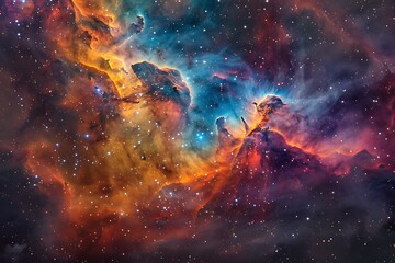 A celestial spectacle a vibrant nebula explodes with a breathtaking array of colors within the...