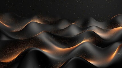 The abstract picture of the two colours of gold and black colours that has been created form of the waving shiny smooth satin fabric that curved and bend around this beauty abstract picture. AIGX01.