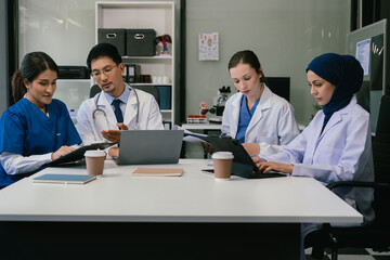 Medicaltest vaccine research and development concept. Scientist team in laboratory study and analyze scientific sample of antibody.