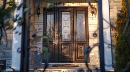 Fototapeta na wymiar Aluminium panel doors, house door design