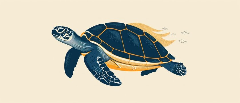 A serene turtle, outlined in tranquil hues, symbolizes steady and consistent customer ratings in minimalist style.