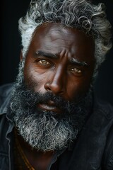 Portrait of an Indian man with a long beard and mustache