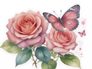 full bloom rose watercolor | realistic rose painting | detailed rose illustration | close-up rose watercolor | vibrant rose artwork | soft pink rose painting | deep red rose watercolor