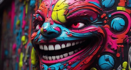 不気味な顔のカラフルなアート,Generative AI AI画像
