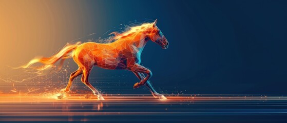 A swift horse, surrounded by dynamic energy, symbolizes rapid and impactful customer responses in minimalist design.