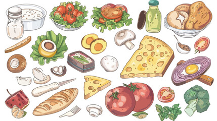 Food drawing over white background vector illustration