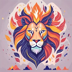 a artwork lion with fur that looks like flames