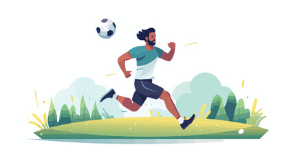 Football player run with ball to make a goal Football