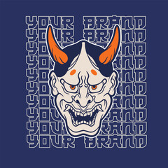 Oni japanese devil mask, Vector illustration	
	
