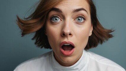 驚く女性の顔,Generative AI AI画像