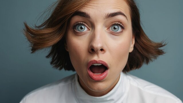 驚く女性の顔,Generative AI AI画像