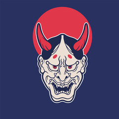 Oni japanese devil mask, Vector illustration	
	
