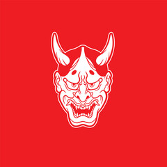 Oni japanese devil mask, Vector illustration	
	

