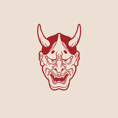 Oni japanese devil mask, Vector illustration	
	
