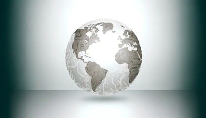 A globe where the continents are defined by electronic circuit patterns, indicating a technologically connected world.
