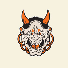 Oni japanese devil mask, Vector illustration	
	
