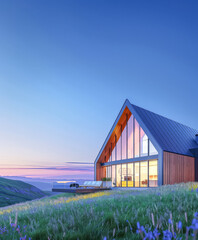 Modern house with stylish exteriors. Real Estate concept image.