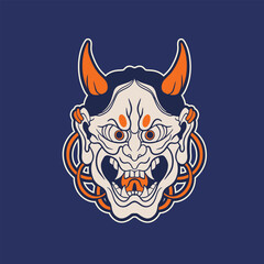 Obraz premium Oni japanese devil mask, Vector illustration 