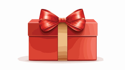 Gift box with red bow on white background Vector illustration