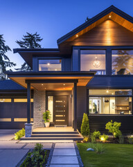Modern house with stylish exteriors. Real Estate concept image.