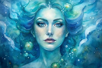 Underwater Dream: Subtle splashes of blues and greens reminiscent of underwater scenes, with hints of shimmering metallic accents for an ethereal effect.
