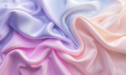 colorful soft pastel fabrics folded around, bubble gum color wrinkled cloth background.