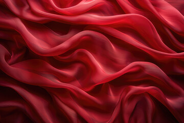  Red and pink abstract background with flowing fabric shapes, creating an elegant design. Created with Ai