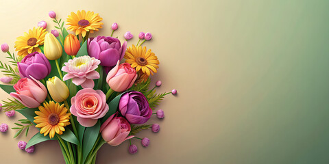 Bunch of flowers abstract background copy space for text