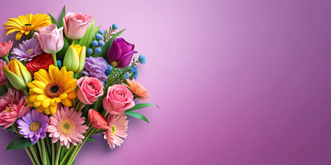 Bunch of flowers abstract background copy space for text