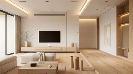 Modern Cozy Living Room Interior With Television Set