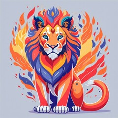 a artwork lion with fur that looks like flames