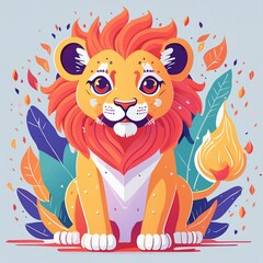 Obraz premium a artwork lion with fur that looks like flames