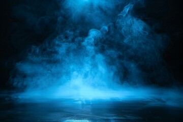Blue smoke on a dark background,  Abstract dark background,  Smoke on a dark background