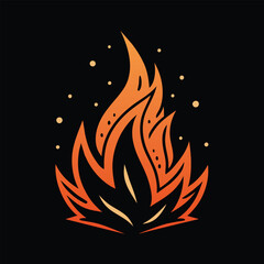 Solid color Fire flying sparks with a dark background vector design