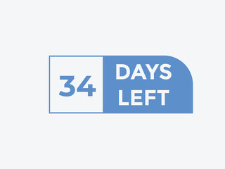 34 days to go countdown template. 34 day Countdown left days banner design. 34 Days left countdown timer
