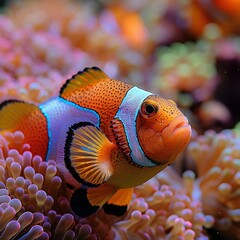 Clown anemonefish (Amphiprion bicolor) on a coral reef